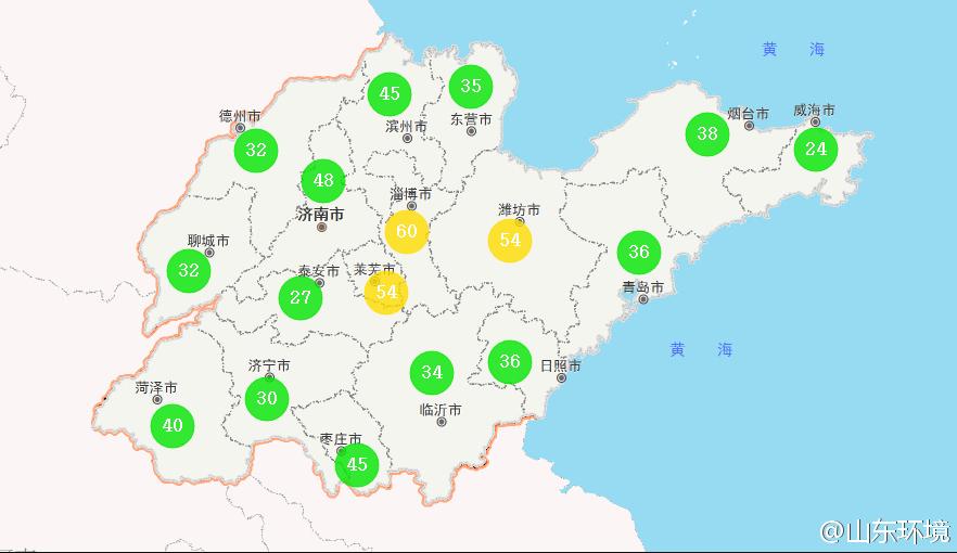 山東省十七市環(huán)境空氣AQI指數(shù)