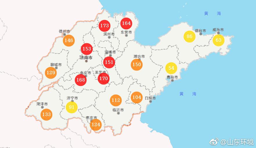 山東省十七市環(huán)境空氣AQI指數(shù)